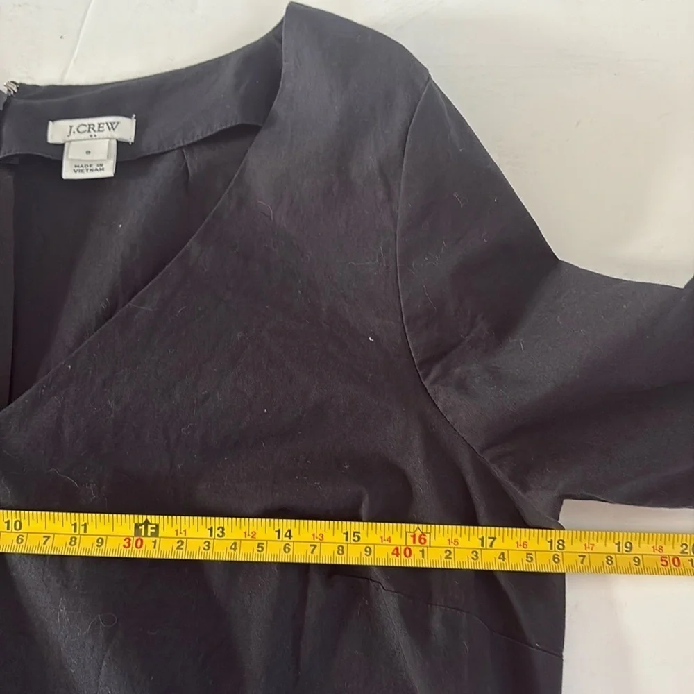 J. Crew Factory black ruffle bell sleeve w tie v-neck shift dress back zip